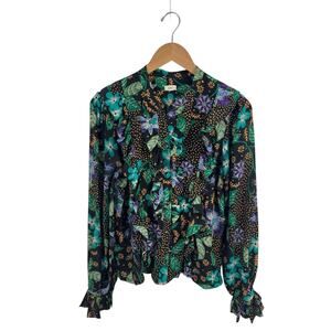 Warm Midnight Bloom Silk Blouse